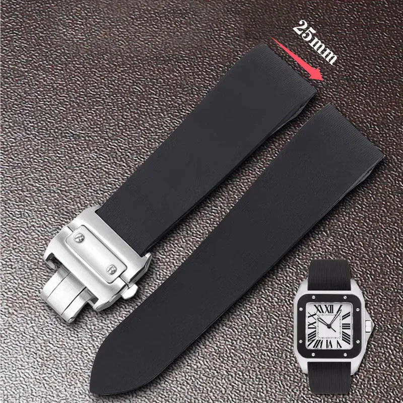 Cartier Watch Tank - Bracelet de Montre en Caoutchouc Étanche