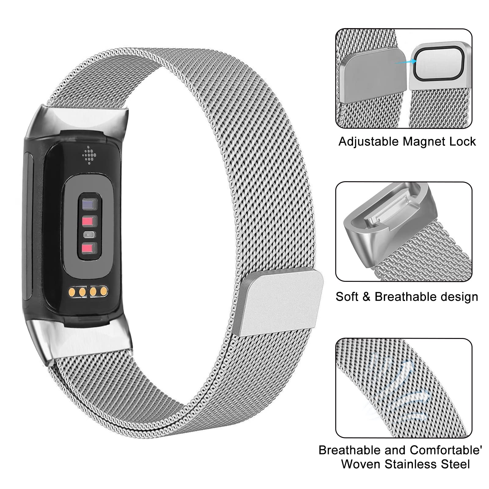 Milanese Loop Magnetic - Boucle milanaise pour fitbit charge 6
